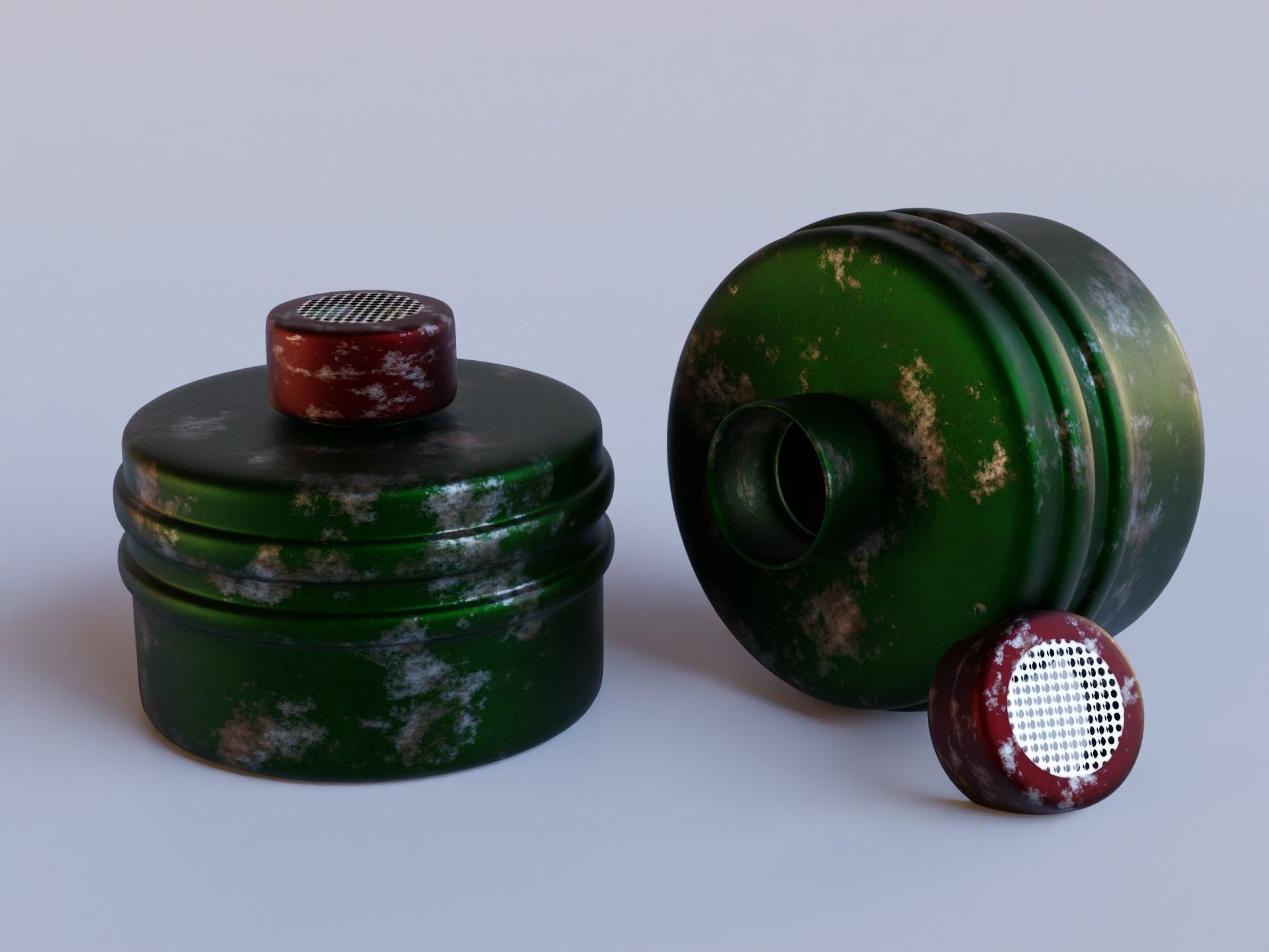 Green gas face mask filter Low-poly 3D model_5