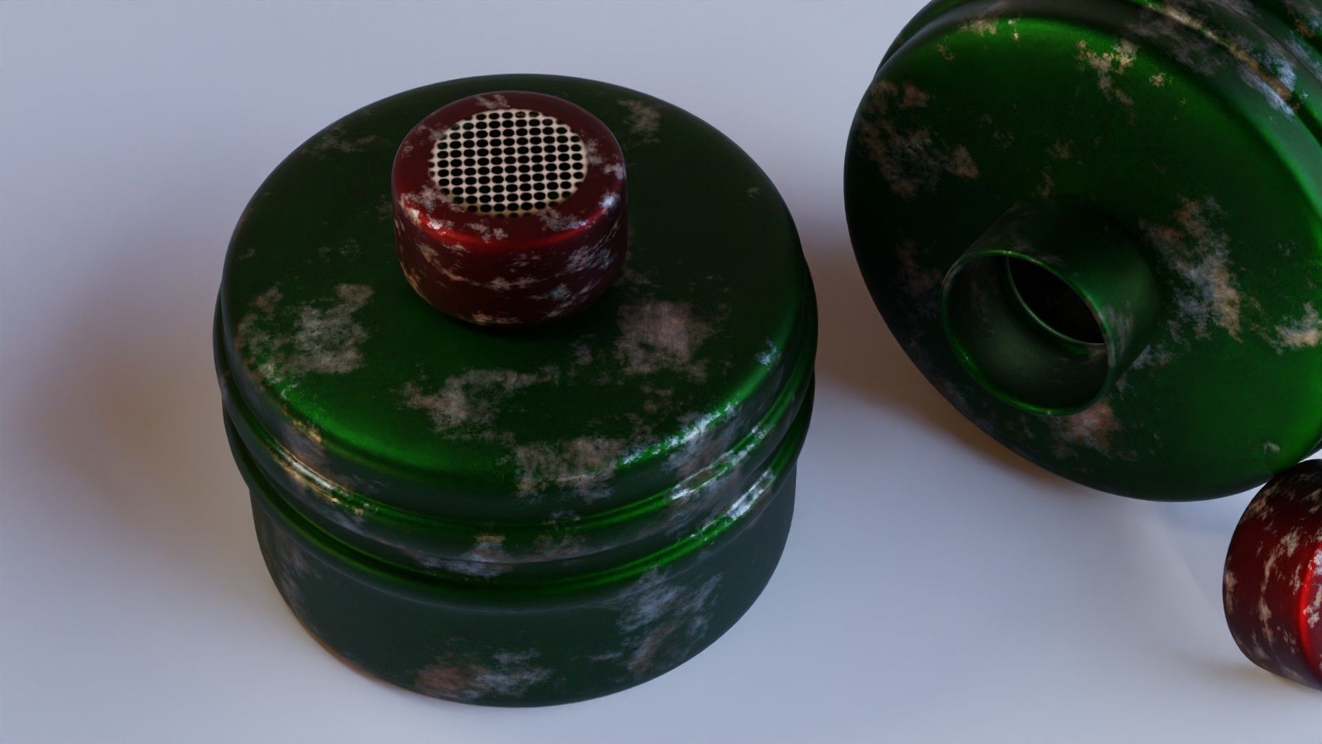 Green gas face mask filter Low-poly 3D model_3