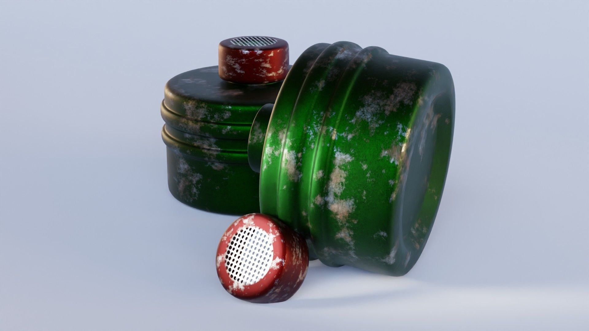Green gas face mask filter Low-poly 3D model_6