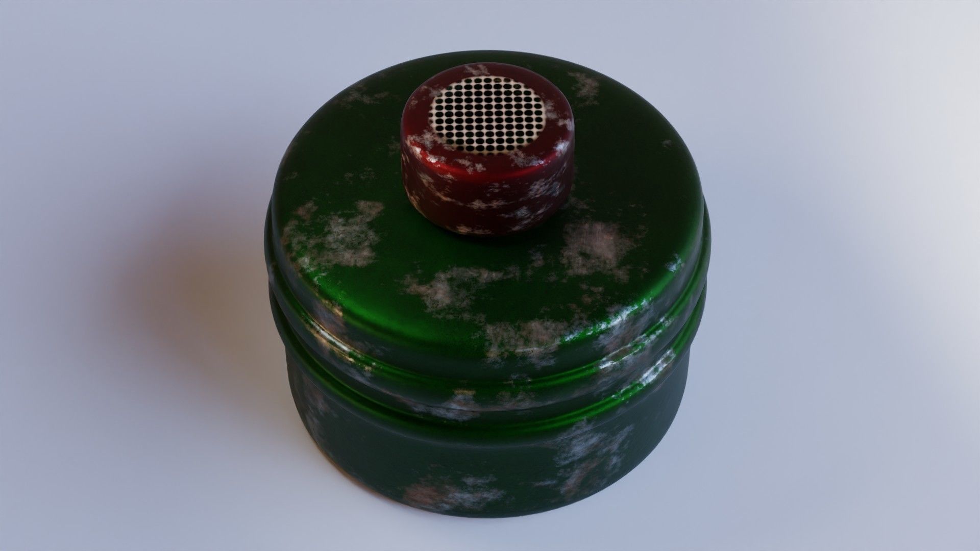 Green gas face mask filter Low-poly 3D model_1