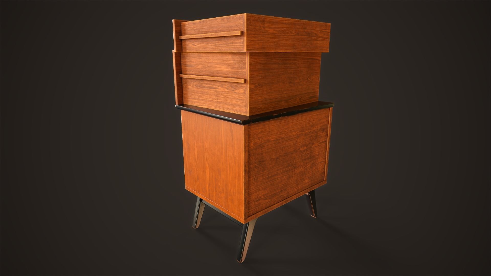 Three retro nightstands Low-poly 3D model_20