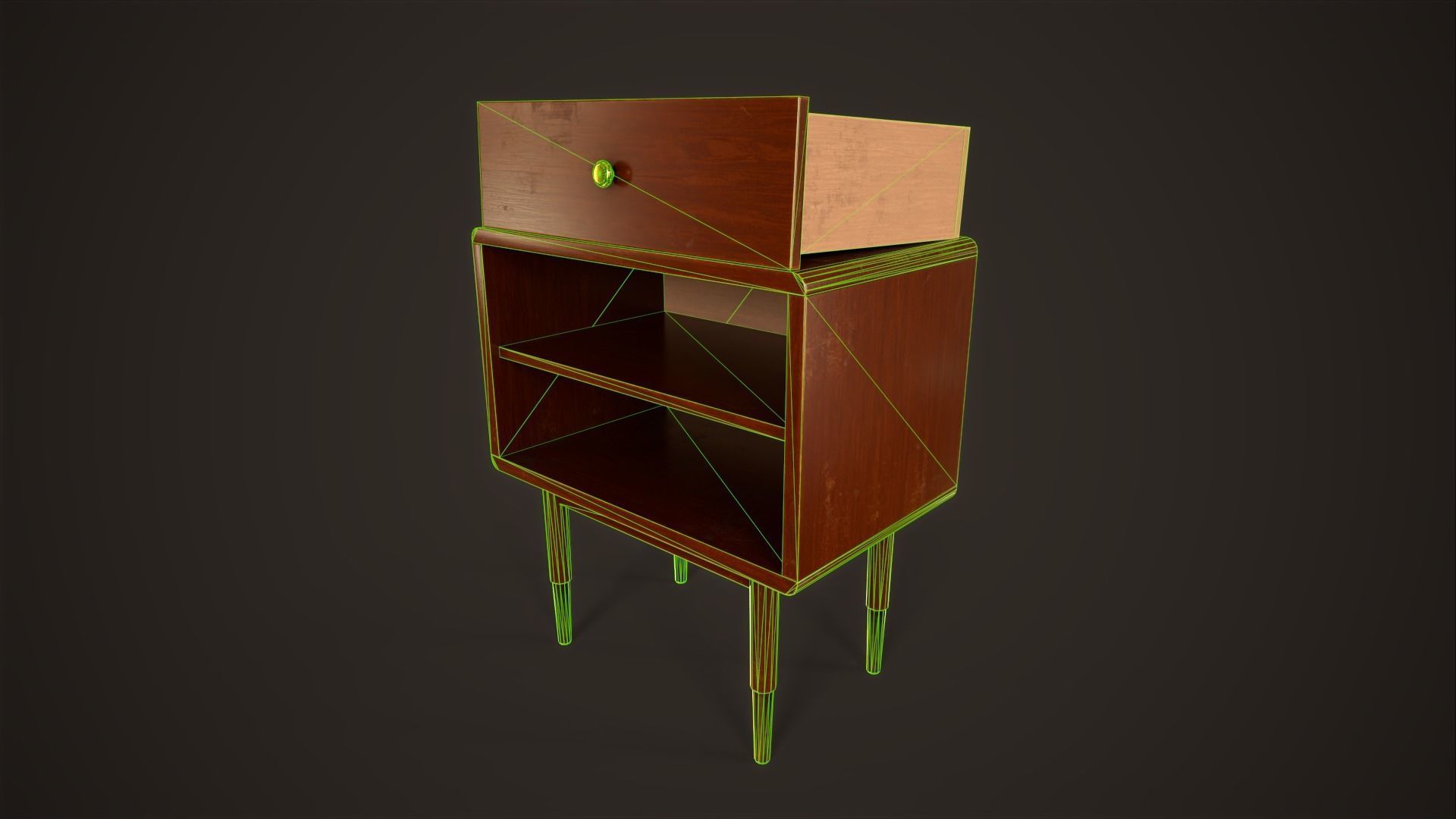 Three retro nightstands Low-poly 3D model_29