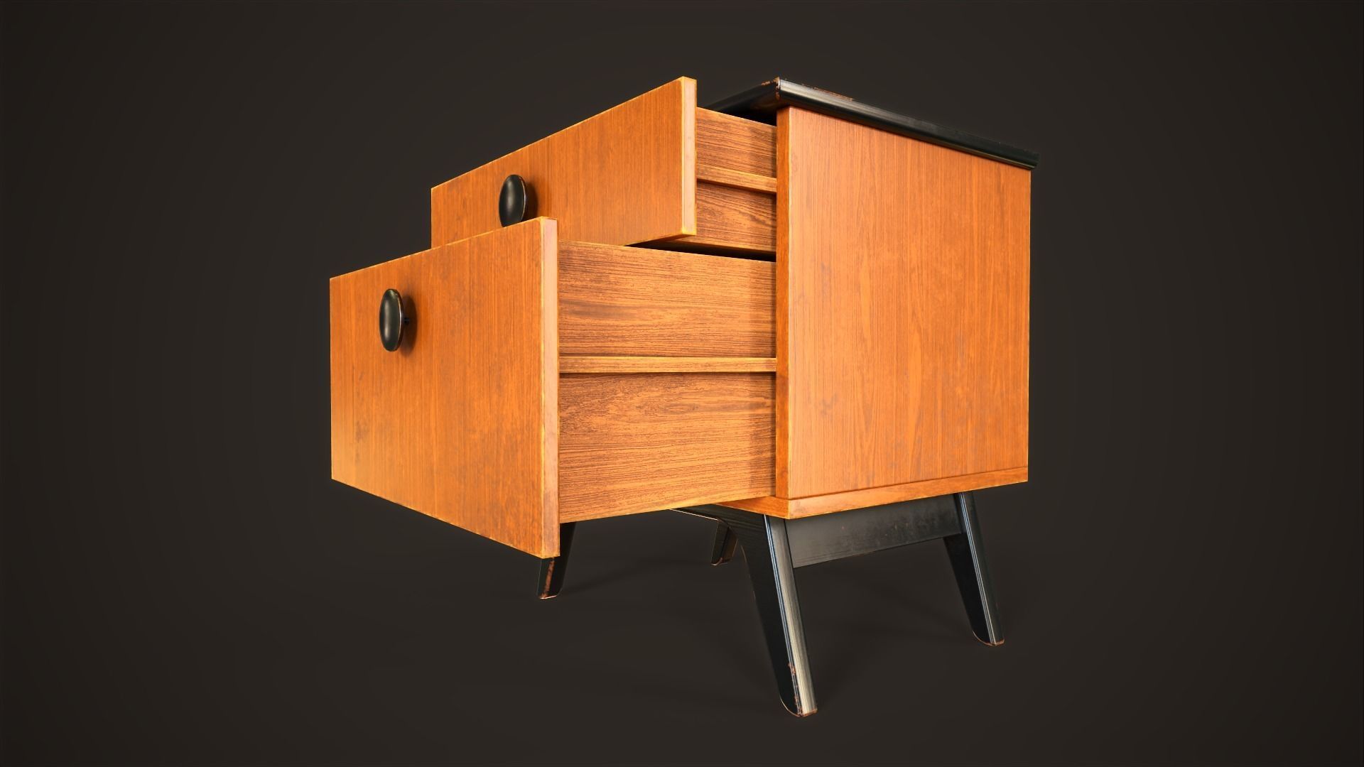 Three retro nightstands Low-poly 3D model_7