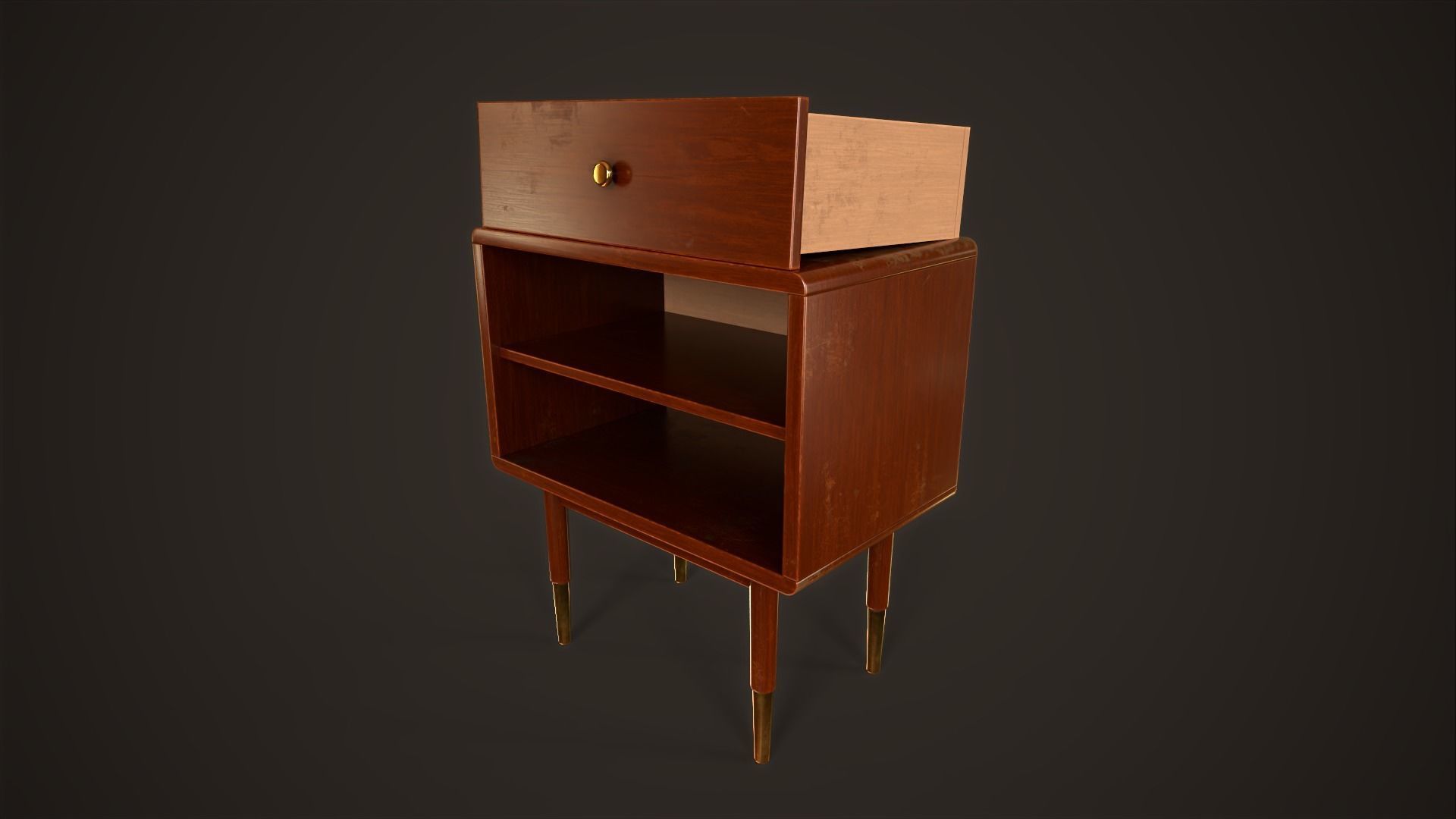 Three retro nightstands Low-poly 3D model_11