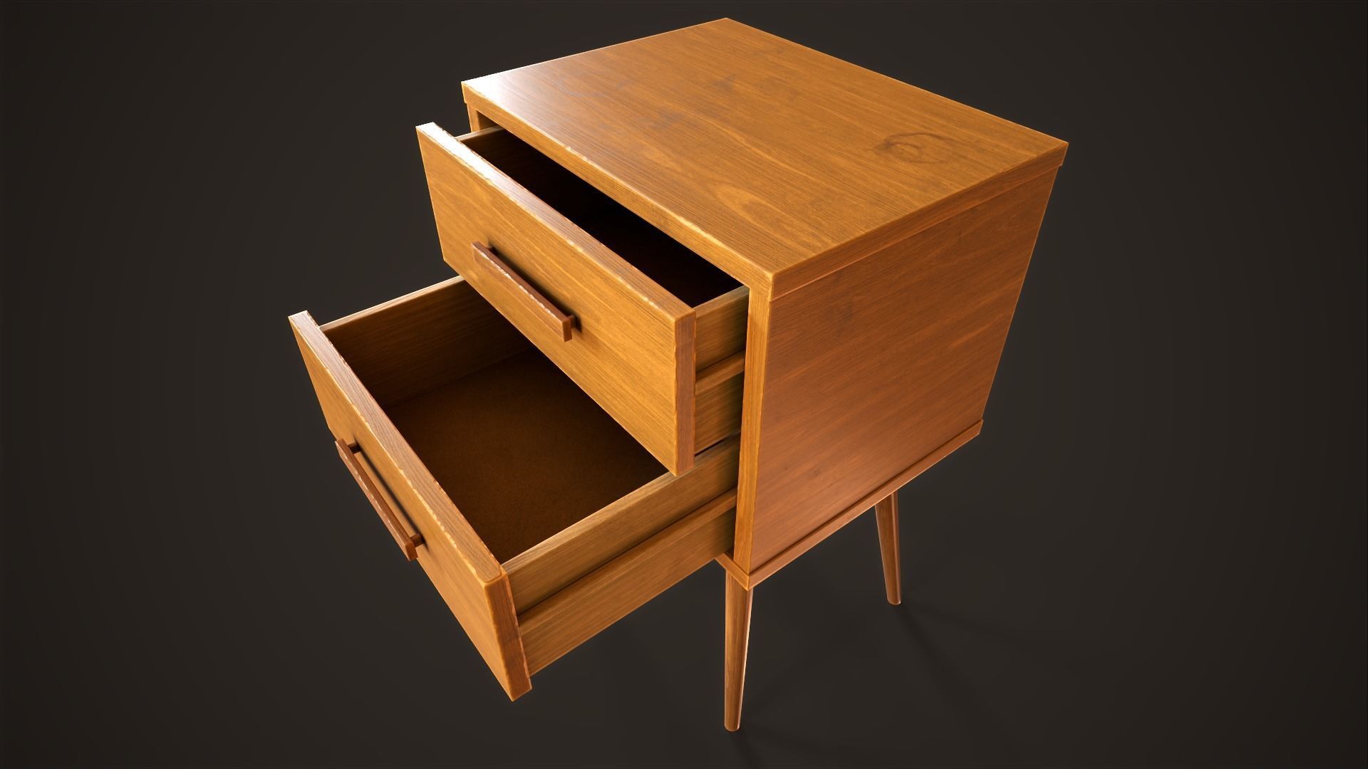 Three retro nightstands Low-poly 3D model_9