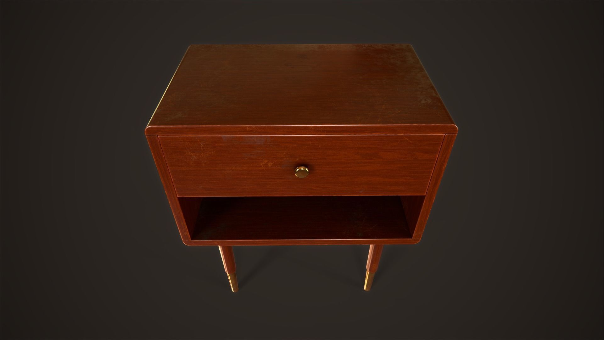 Three retro nightstands Low-poly 3D model_25
