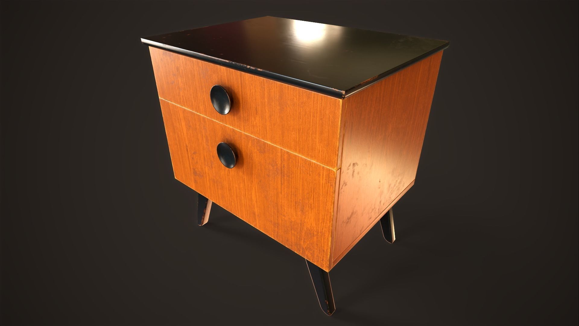 Three retro nightstands Low-poly 3D model_21