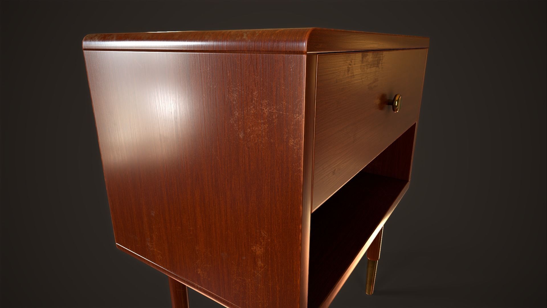 Three retro nightstands Low-poly 3D model_30