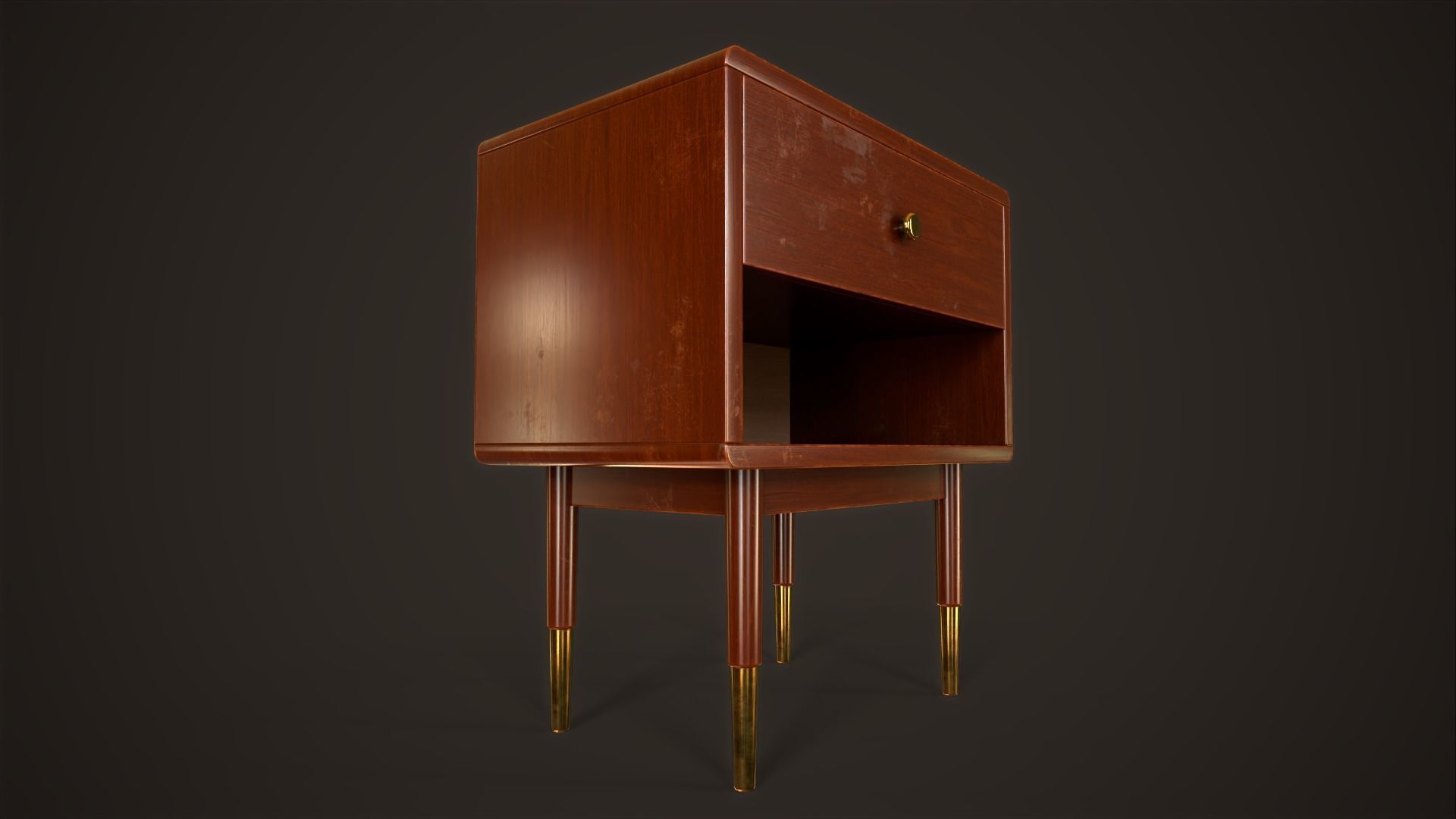 Three retro nightstands Low-poly 3D model_28