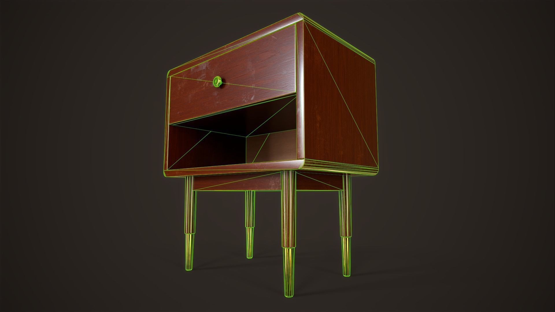 Three retro nightstands Low-poly 3D model_24