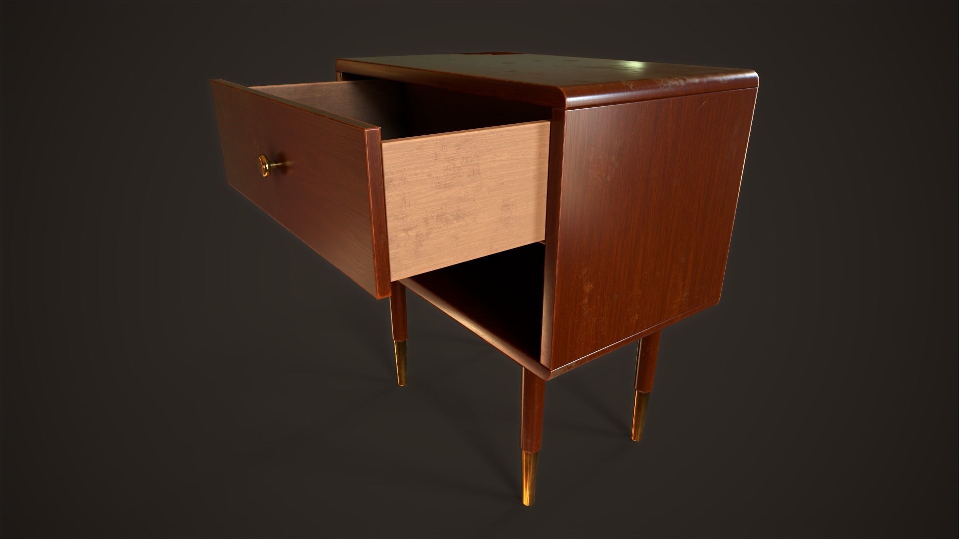 Three retro nightstands Low-poly 3D model_8