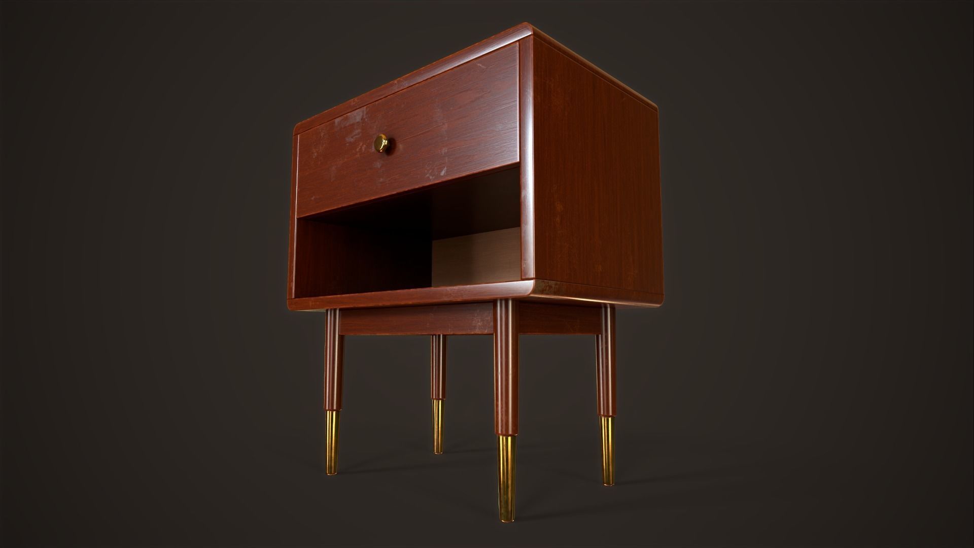 Three retro nightstands Low-poly 3D model_13