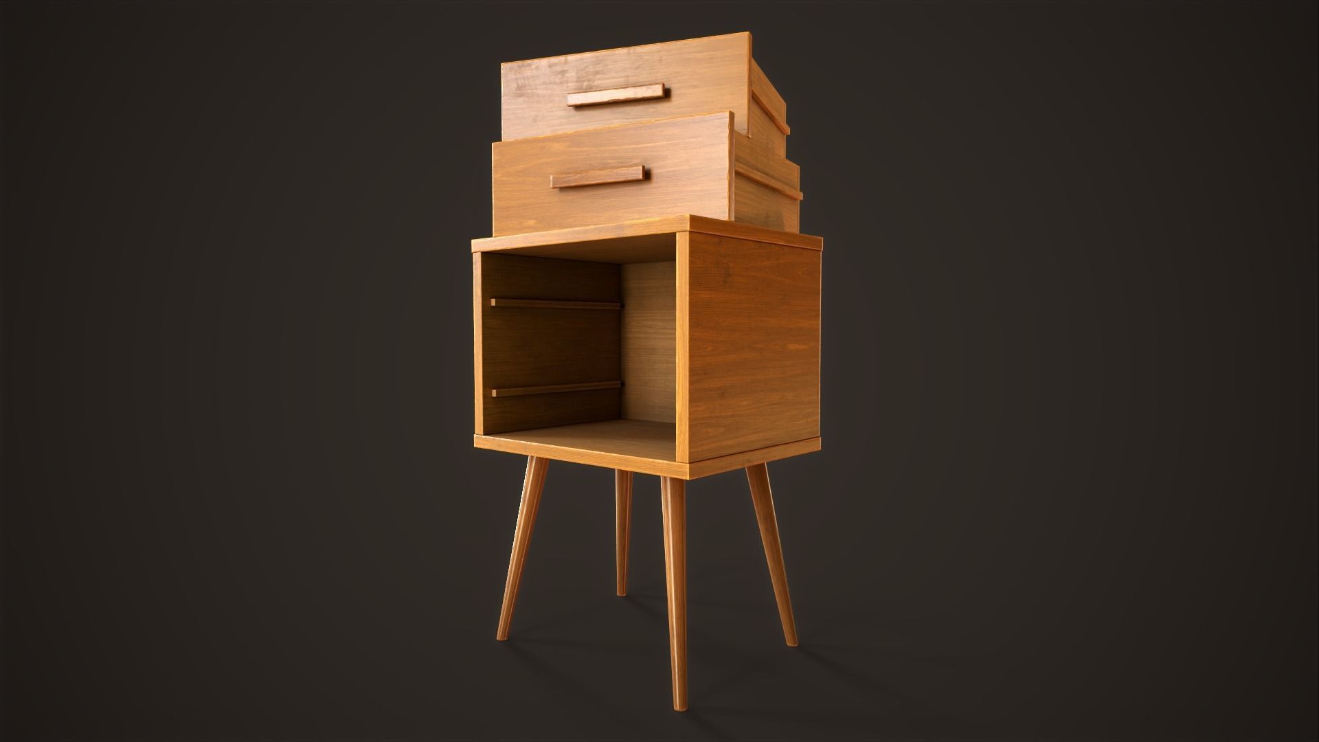 Three retro nightstands Low-poly 3D model_10