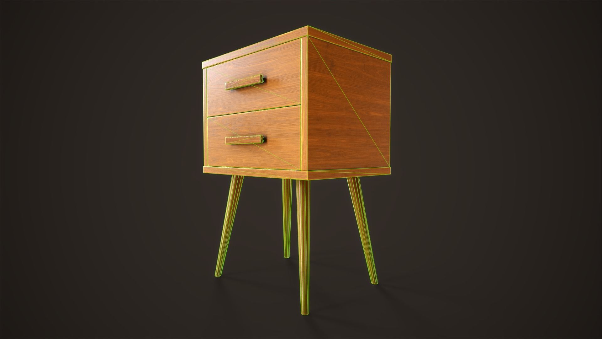 Three retro nightstands Low-poly 3D model_23