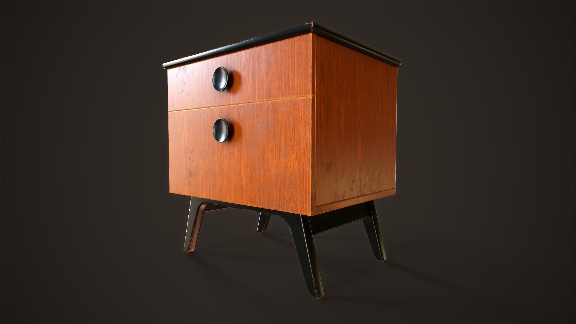 Three retro nightstands Low-poly 3D model_6