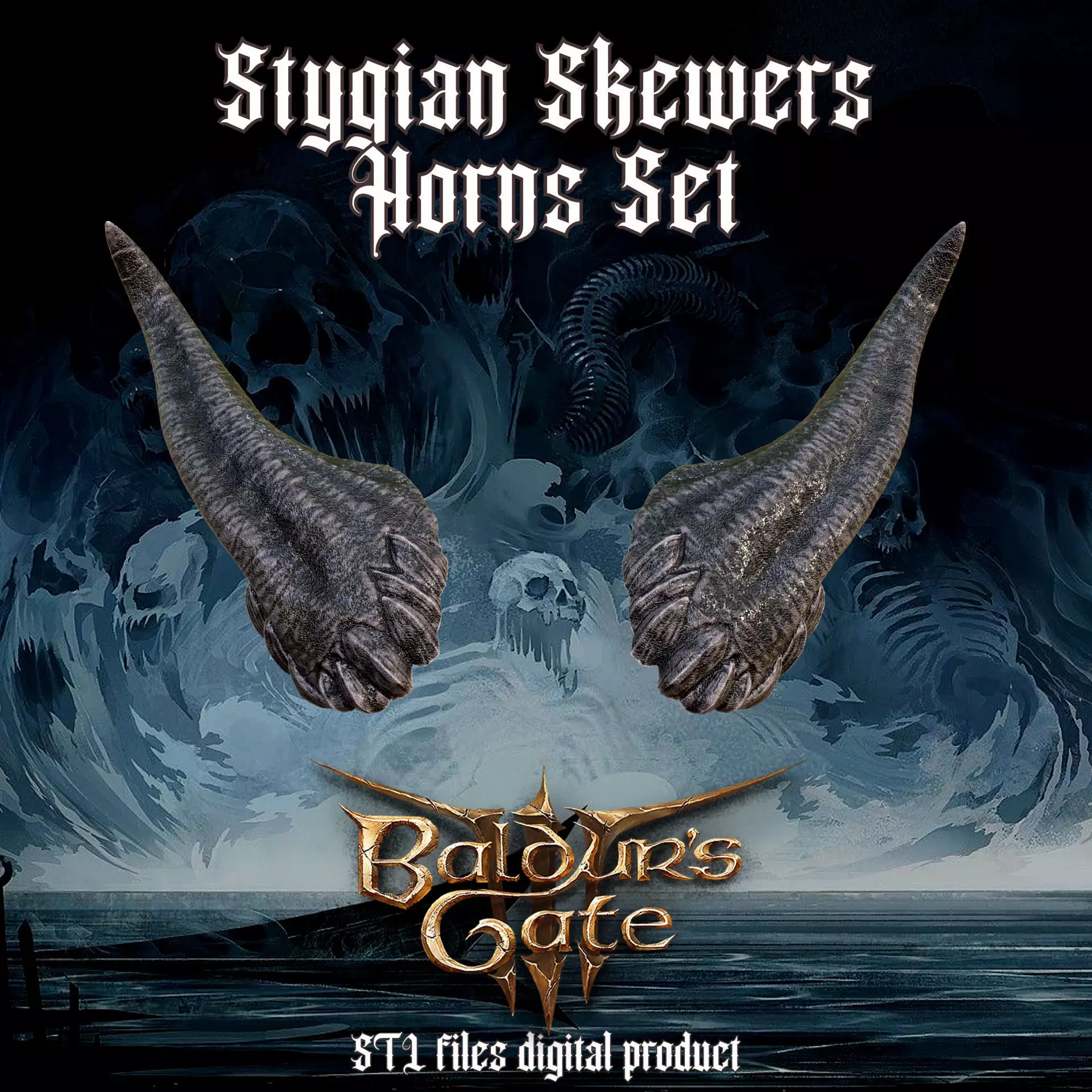 Fantasy Stygian Skewers Horns Set Baldurs Gate 3 3D print model
