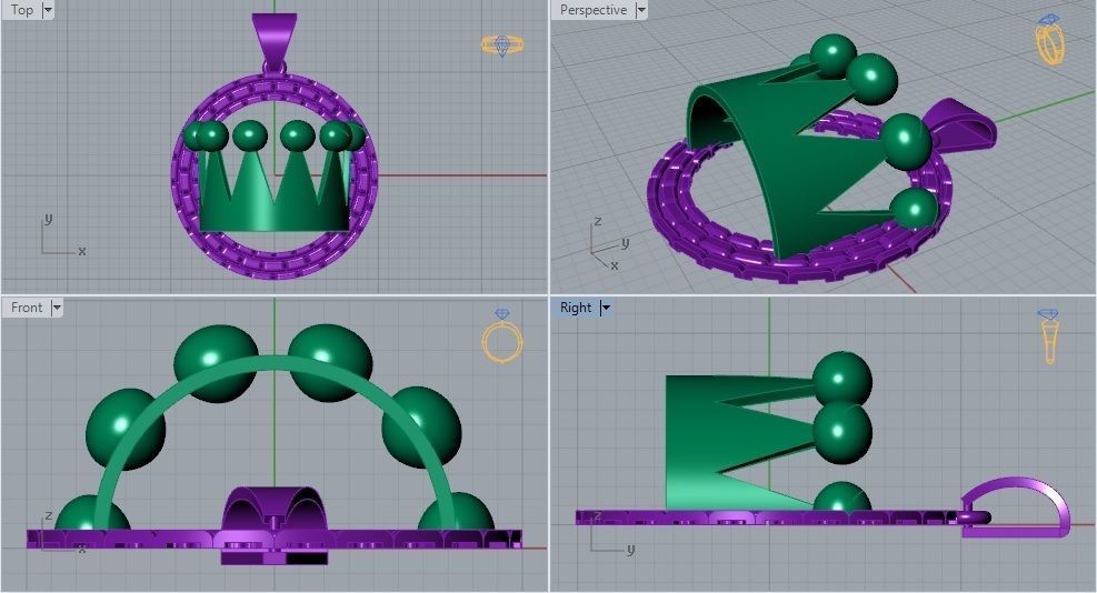 Crown Pendant 3D print model_8