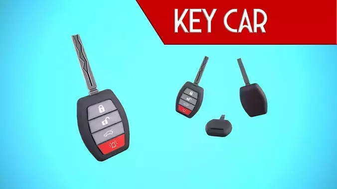 KEY CAR ALARM CARTOON STYLIZED Low-poly 3D model