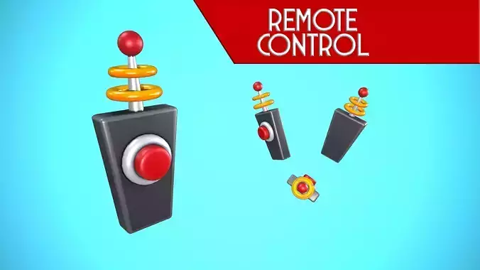 REMOTE CONTROL RED BUTTON CARTOON STYLIZED