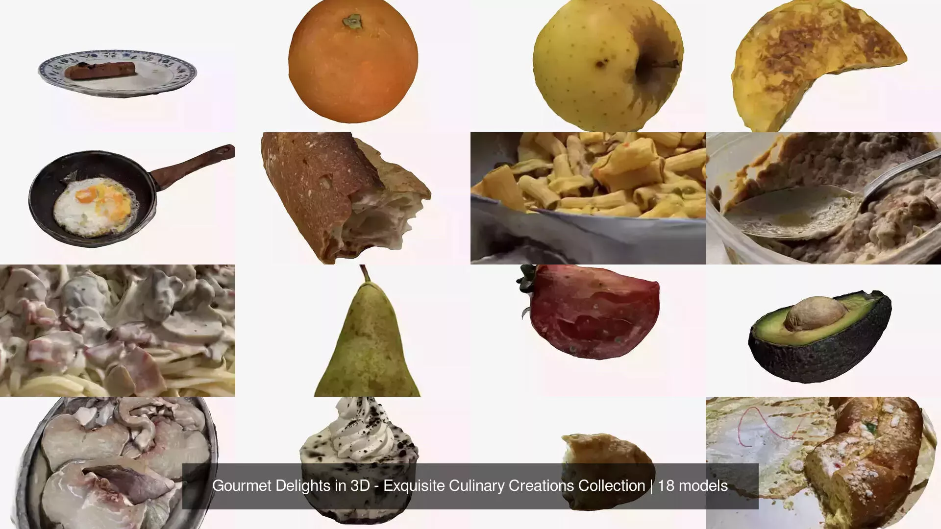 Gourmet Delights in 3D - Exquisite Culinary Creations Collection 3D Model Pack