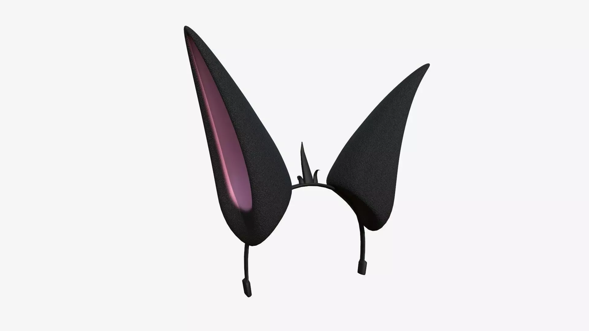 Furry Ears Tiara E01 Black - Headband Character Design Low-poly 3D model_0