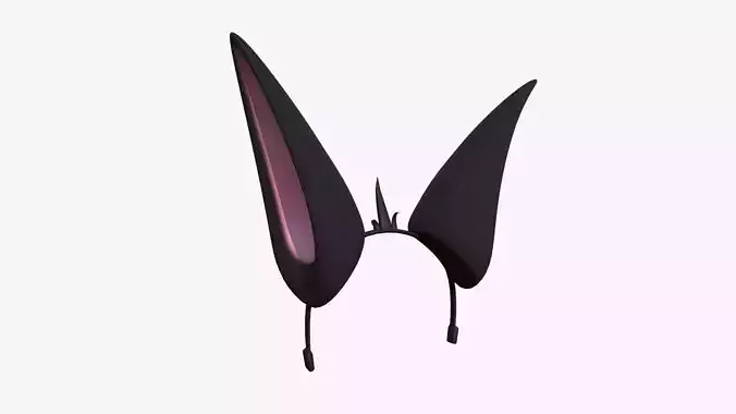 Furry Ears Tiara E01 Black - Headband Character Design Low-poly 3D model