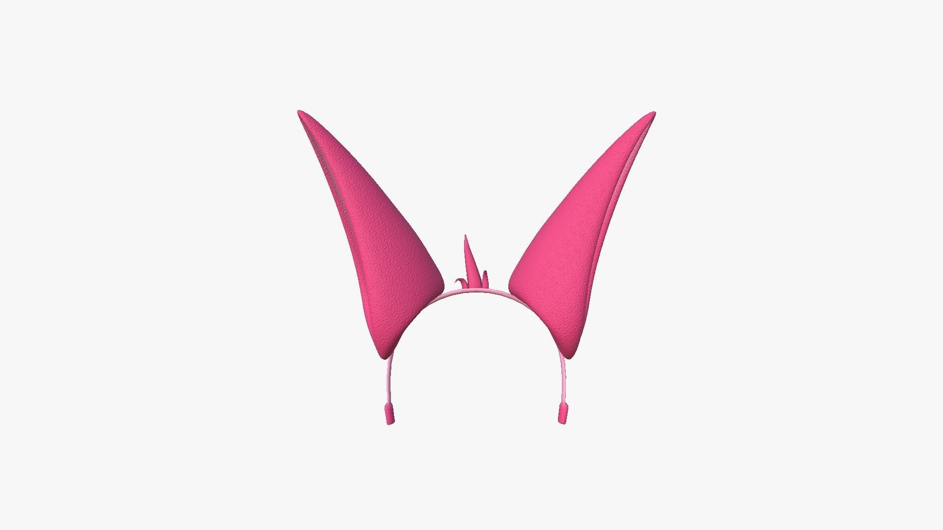 Furry Ears Tiara E02 Pink - Headband Character Design Low-poly 3D model_1
