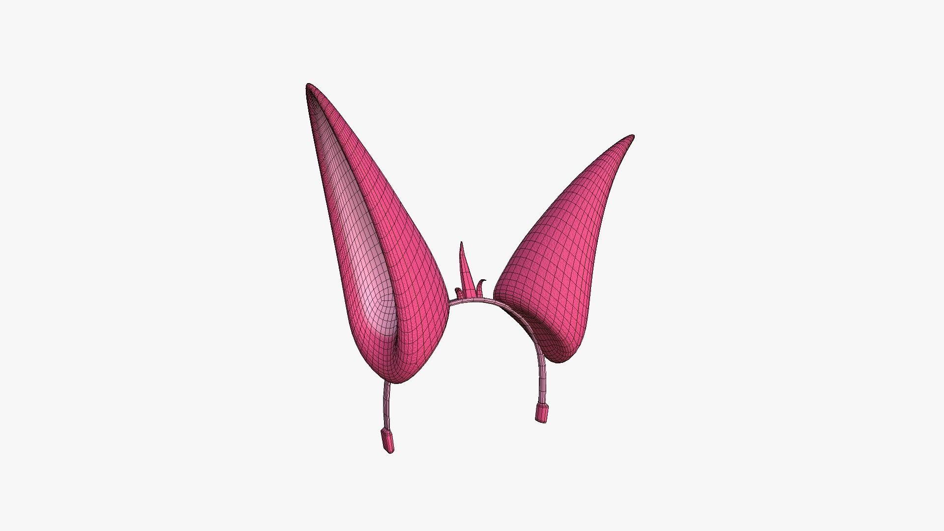 Furry Ears Tiara E02 Pink - Headband Character Design Low-poly 3D model_6