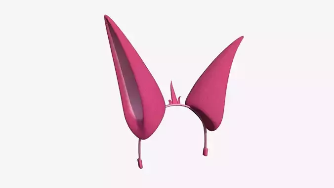 Furry Ears Tiara E02 Pink - Headband Character Design Low-poly 3D model
