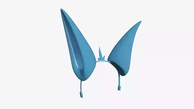 Furry Ears Tiara E03 Blue - Headband Character Design Low-poly 3D model