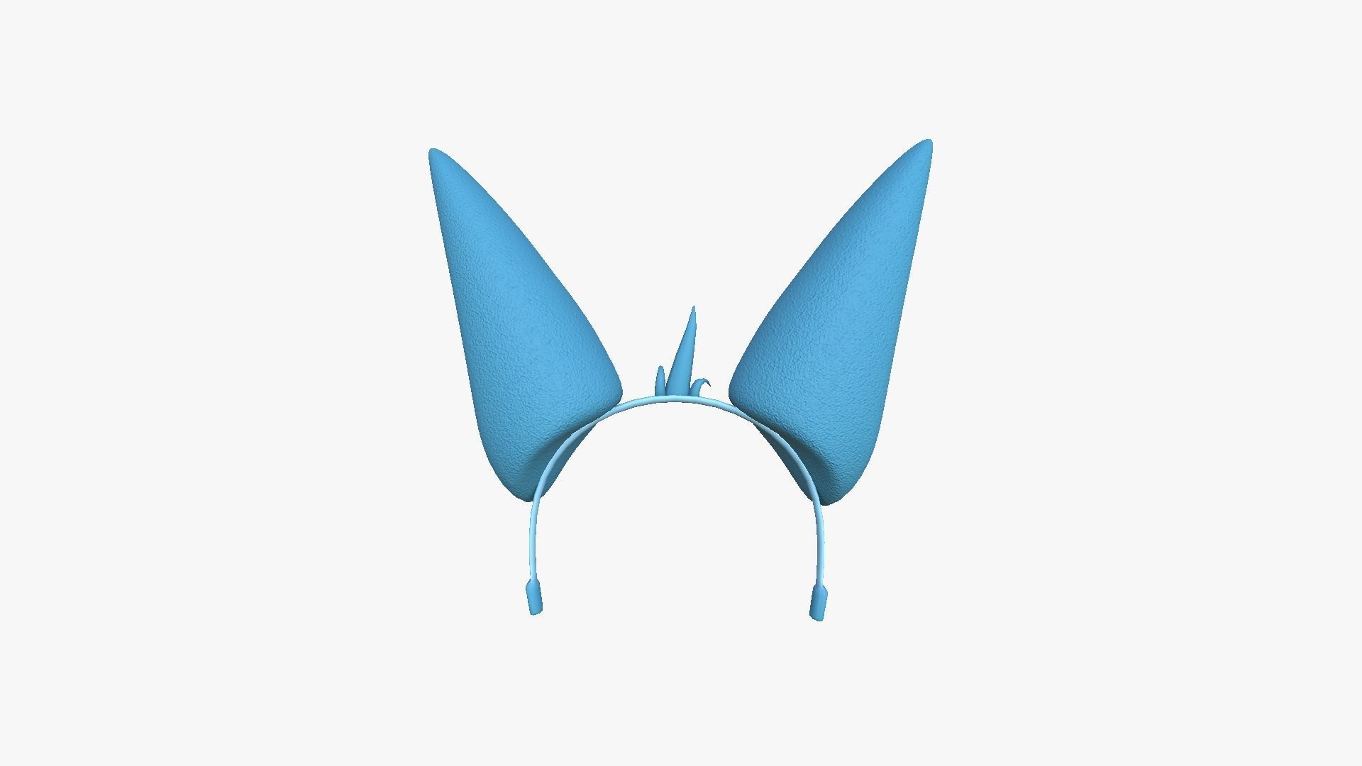 Furry Ears Tiara E03 Blue - Headband Character Design Low-poly 3D model_3
