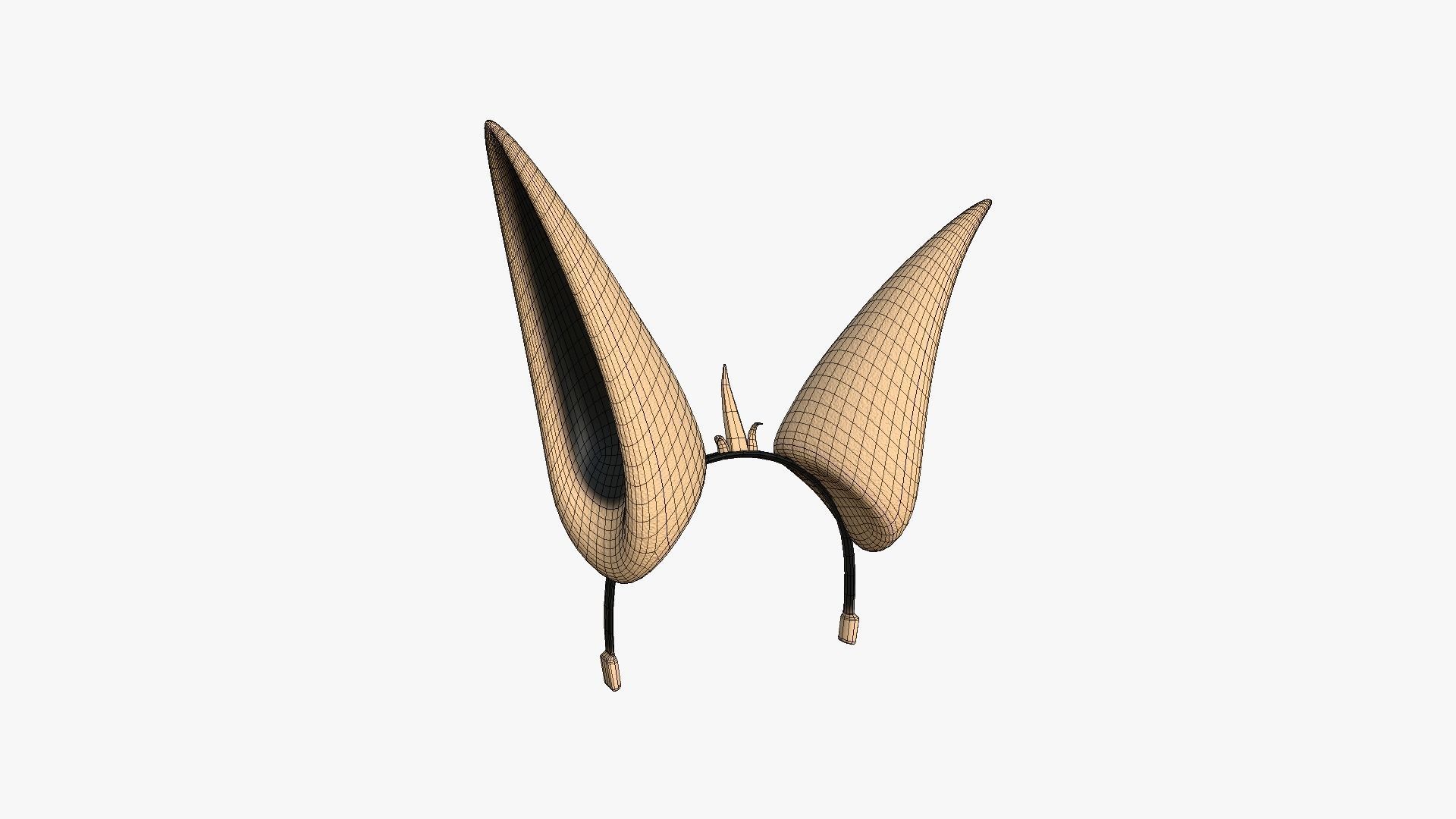 Furry Ears Tiara E04 Beige - Headband Character Design Low-poly 3D model_6