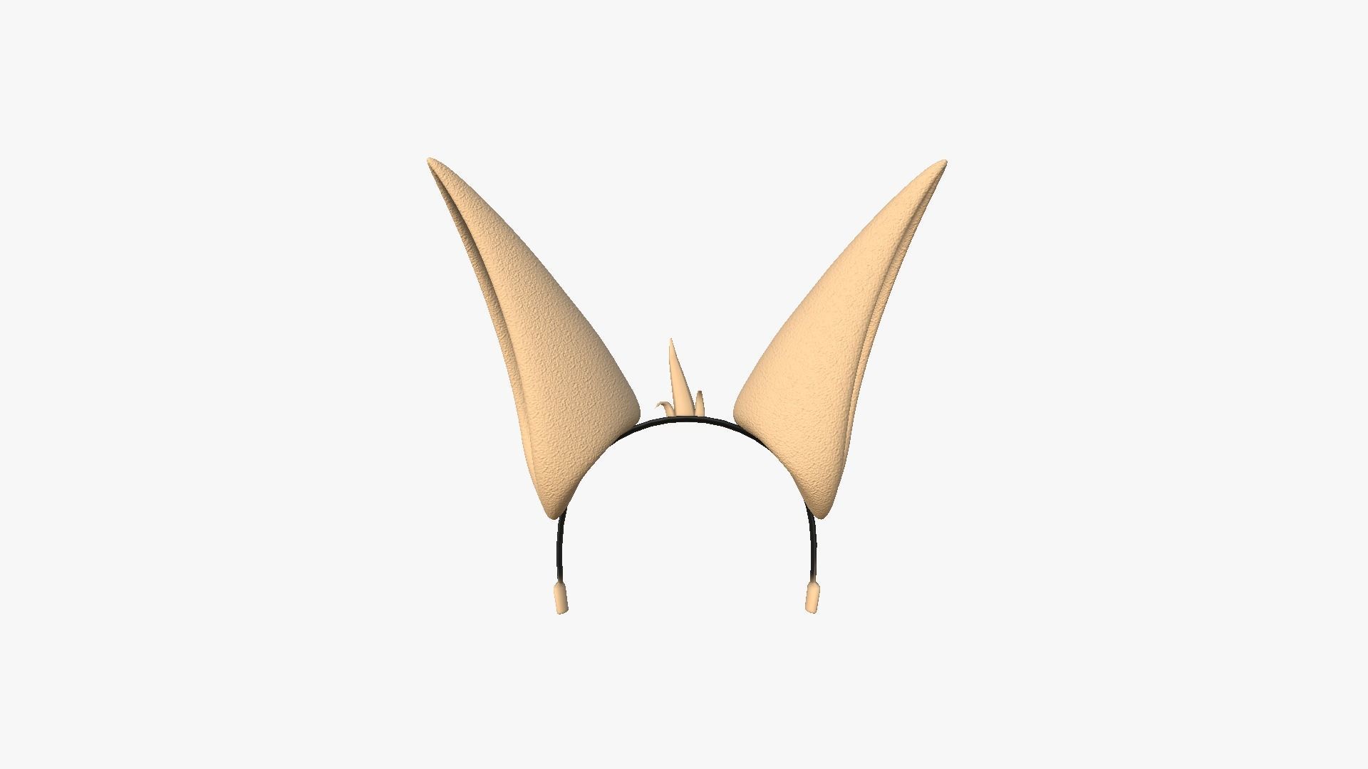 Furry Ears Tiara E04 Beige - Headband Character Design Low-poly 3D model_1