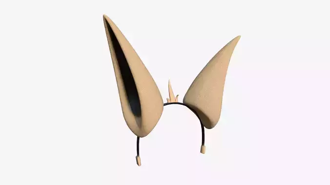 Furry Ears Tiara E04 Beige - Headband Character Design Low-poly 3D model