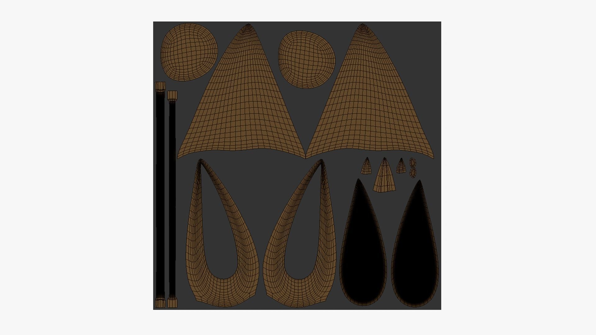 Furry Ears Tiara E05 Brown - Headband Character Design Low-poly 3D model_5