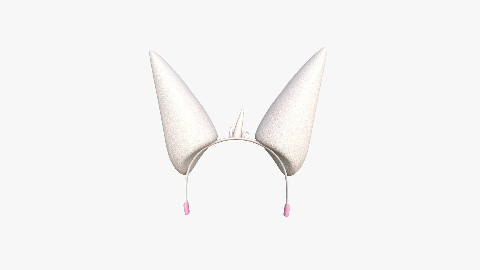 Furry Ears Tiara E06 White - Headband Character Design Low-poly 3D model_3