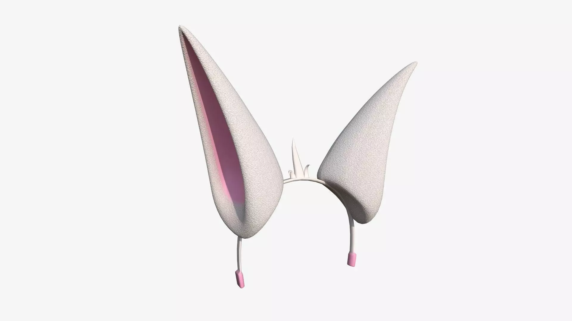 Furry Ears Tiara E06 White - Headband Character Design Low-poly 3D model_0