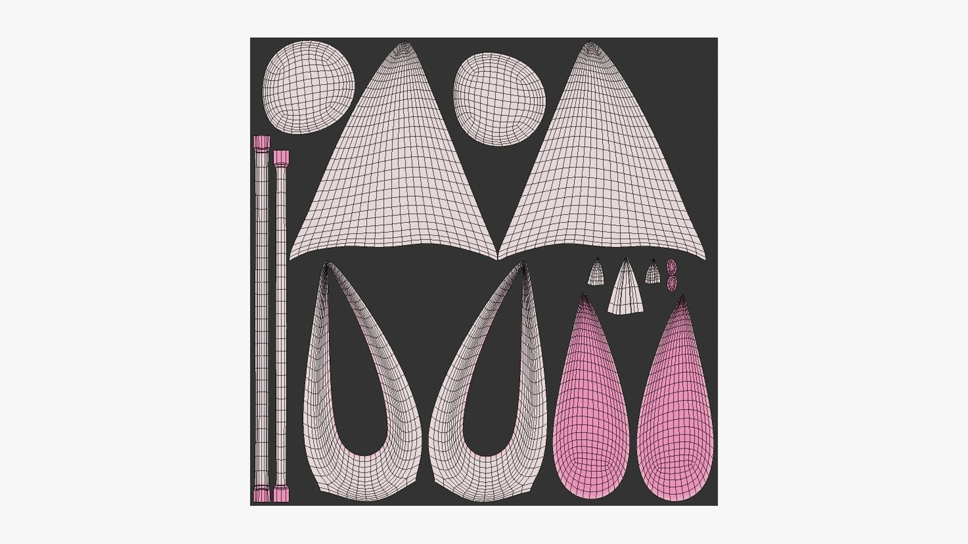 Furry Ears Tiara E06 White - Headband Character Design Low-poly 3D model_5