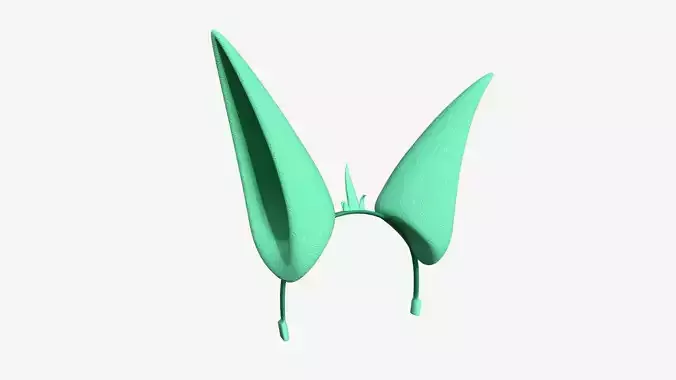 Furry Ears Tiara E07 Green - Headband Character Design Low-poly 3D model