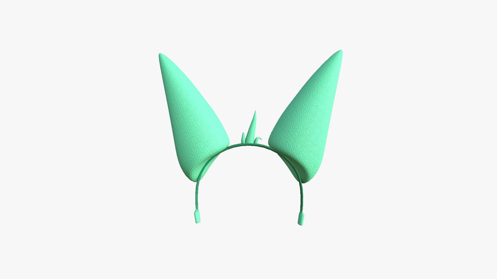 Furry Ears Tiara E07 Green - Headband Character Design Low-poly 3D model_3