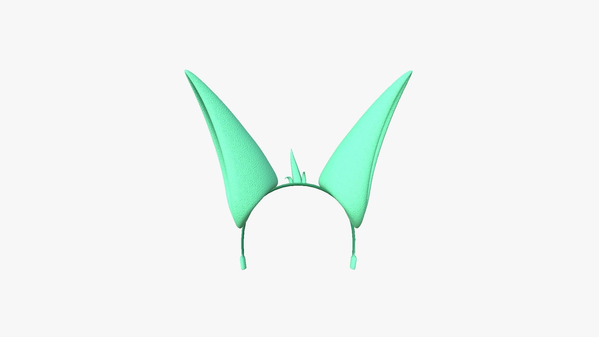 Furry Ears Tiara E07 Green - Headband Character Design Low-poly 3D model_1
