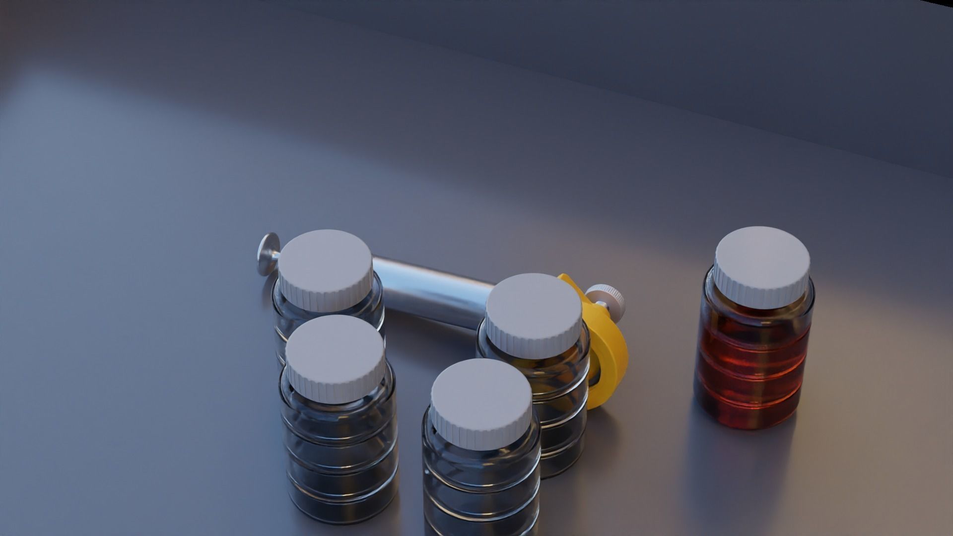 Oil analysis pump and sample bottles 3D model_7