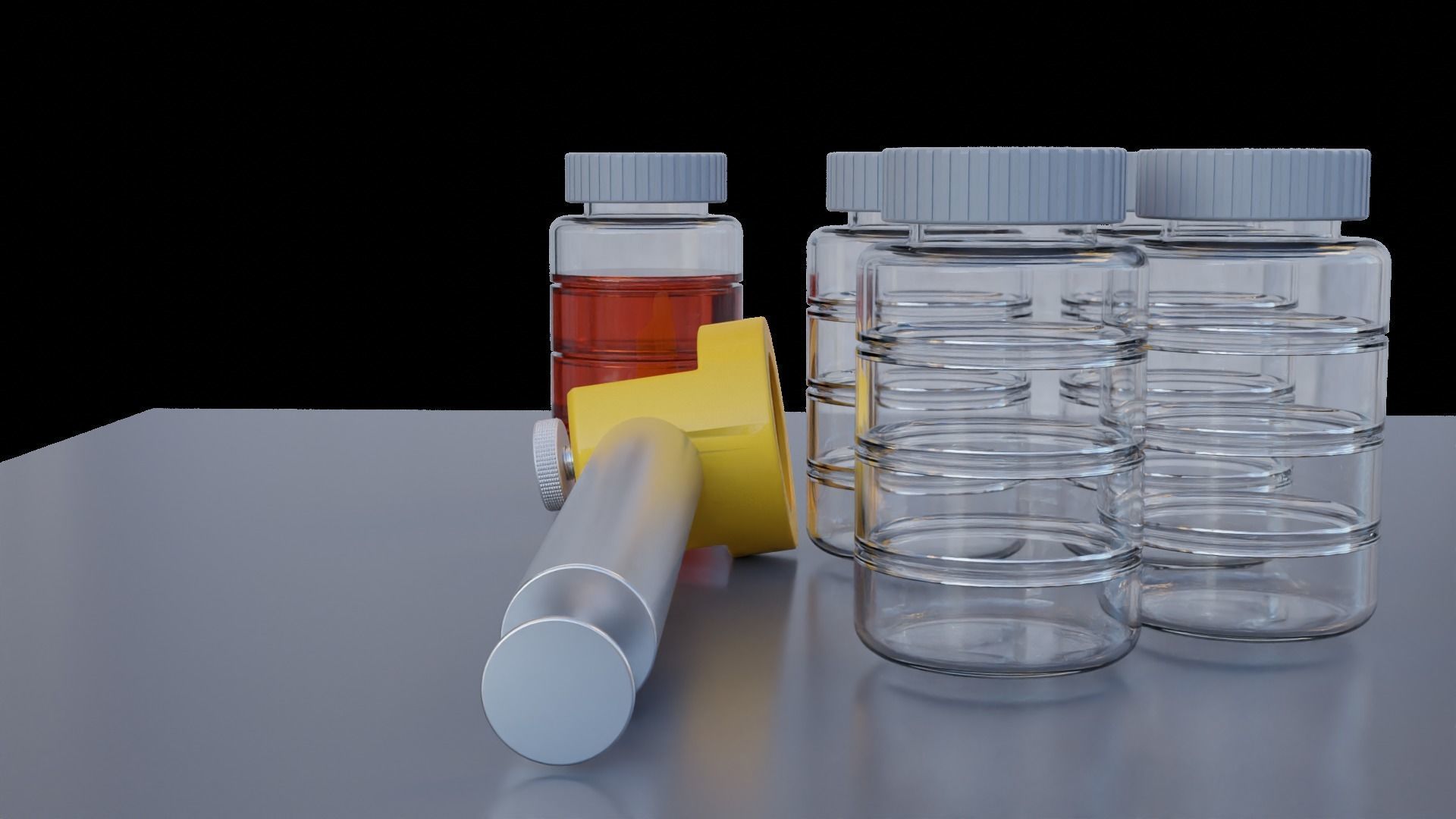 Oil analysis pump and sample bottles 3D model_5