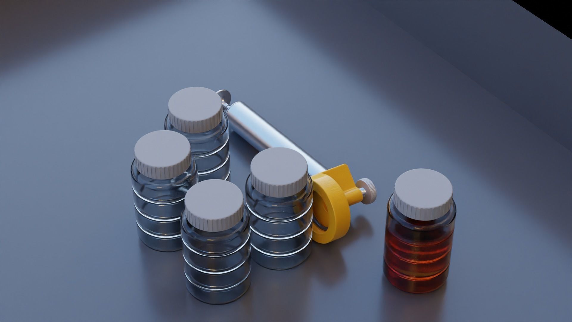 Oil analysis pump and sample bottles 3D model_8
