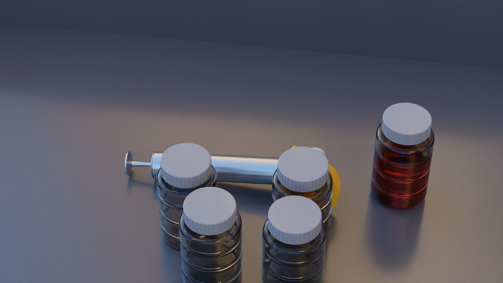 Oil analysis pump and sample bottles 3D model_6
