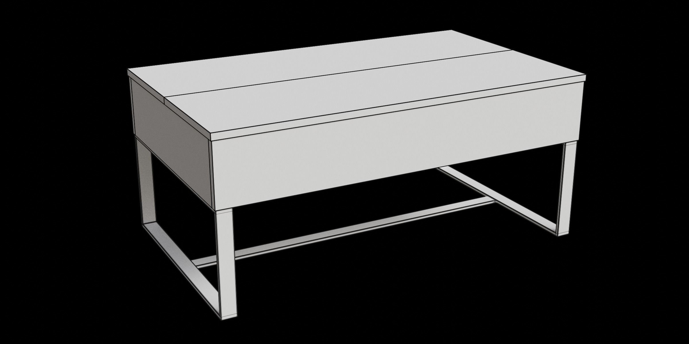 Dark Oak Lift Up Coffee Table Low-poly 3D model_3