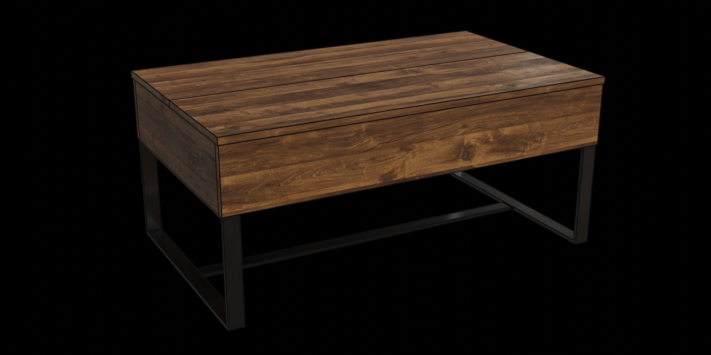 Dark Oak Lift Up Coffee Table Low-poly 3D model_4