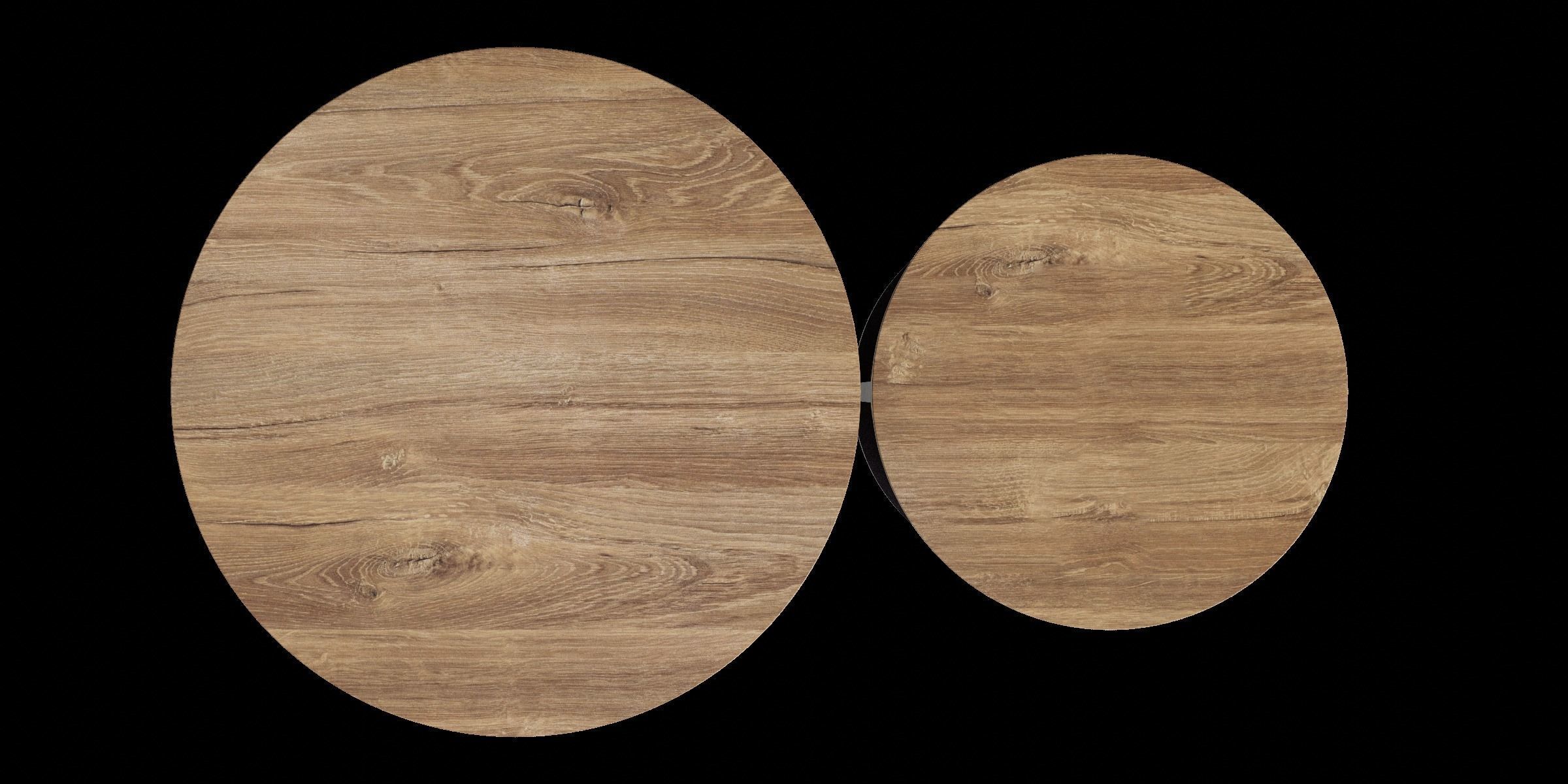Round Set Of 2 Oak Effect Tables 3D model_2