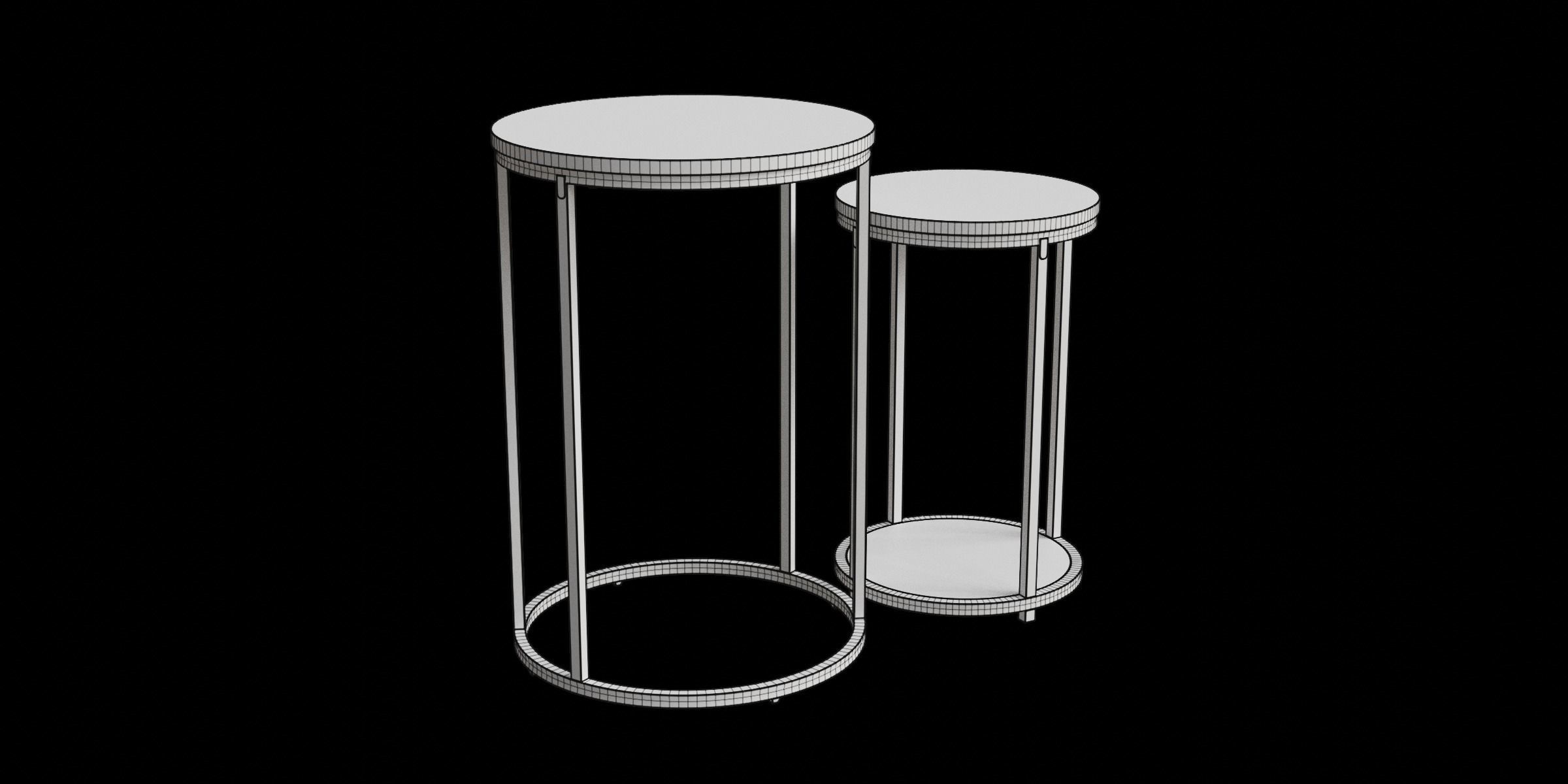 Round Set Of 2 Oak Effect Tables 3D model_3