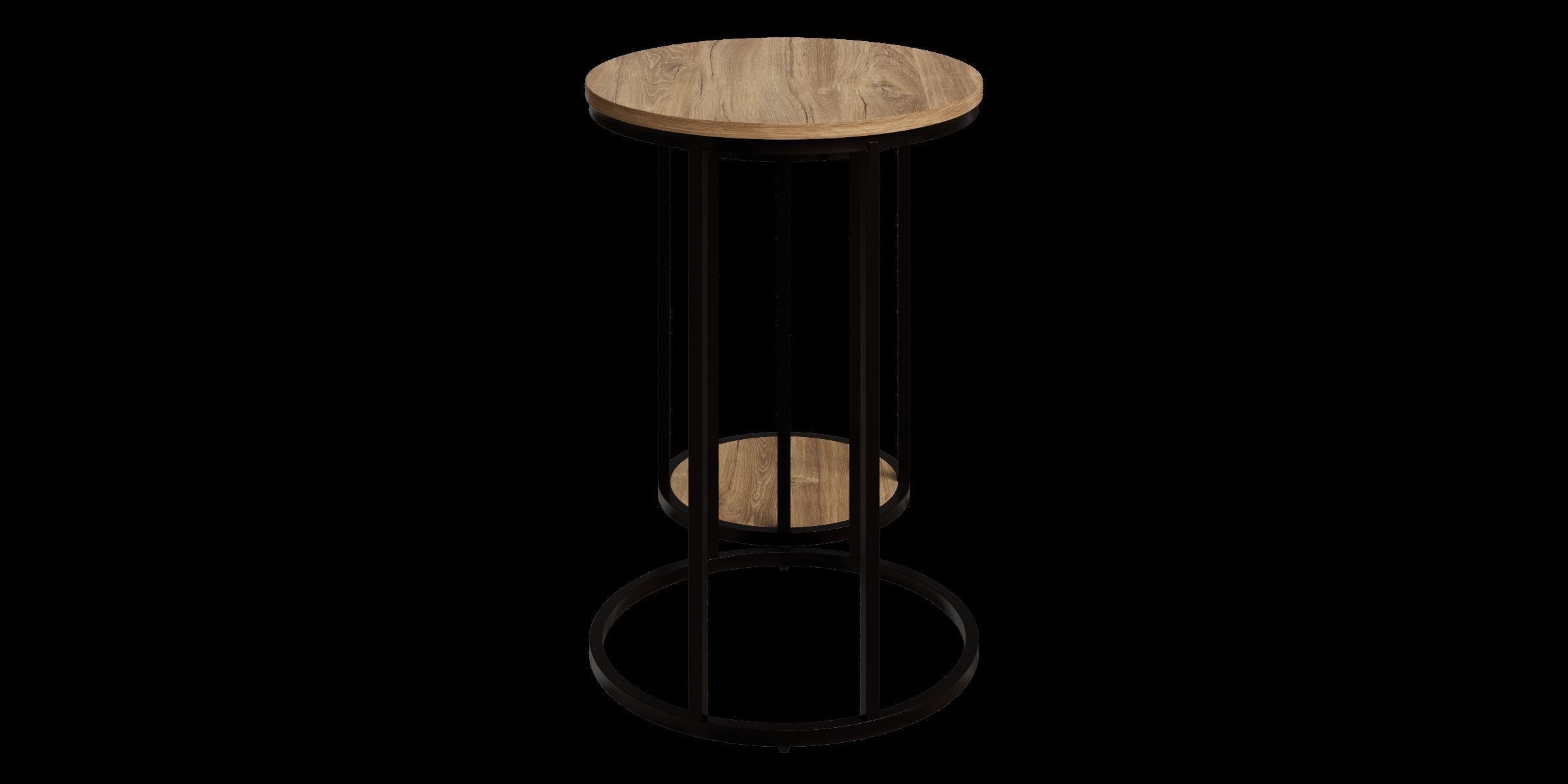 Round Set Of 2 Oak Effect Tables 3D model_10